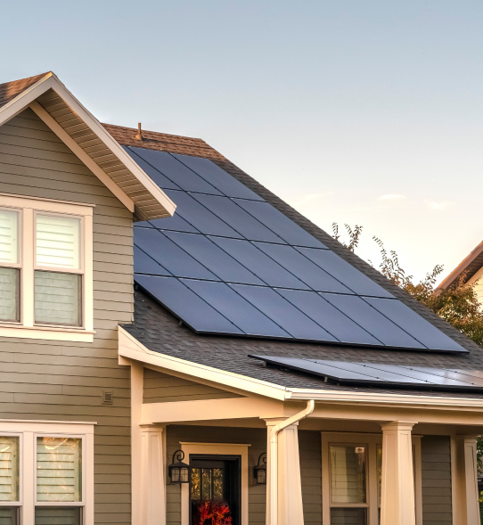House with solar panels installed on the roof