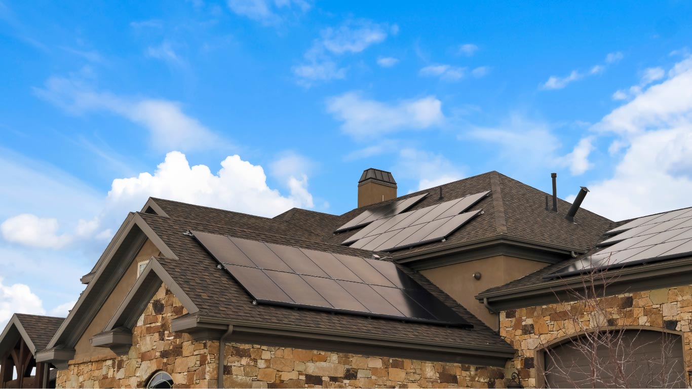 Solar panels on a modern house